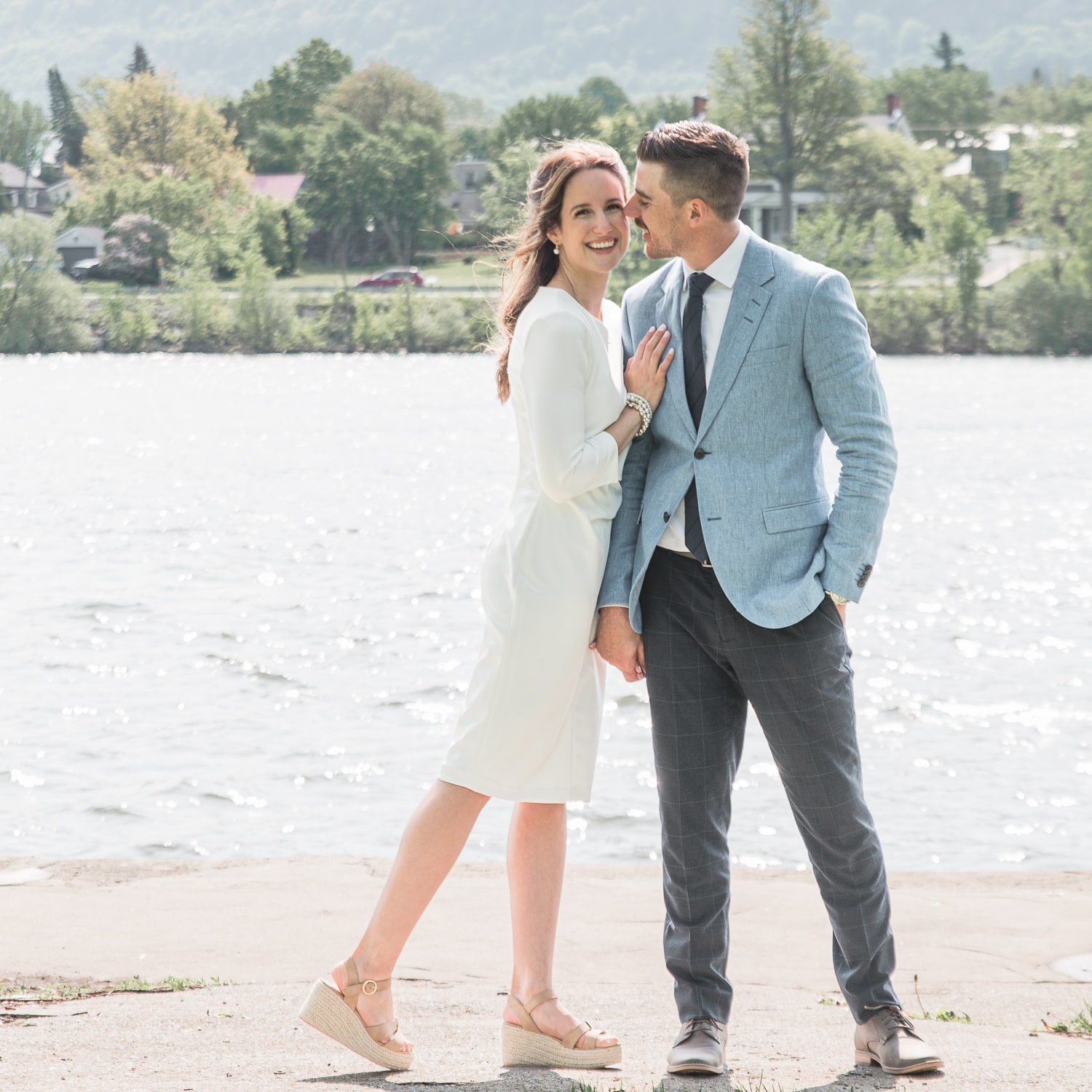 Couple photo in front of river